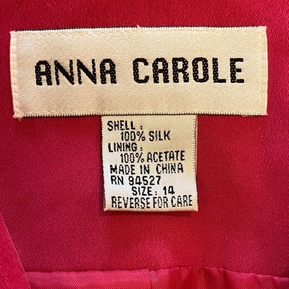 Anna Carole Sz 14 Silk 100% Blazer Shoulder Pads Hot Pink Barbiecore Barbie - Picture 9 of 10